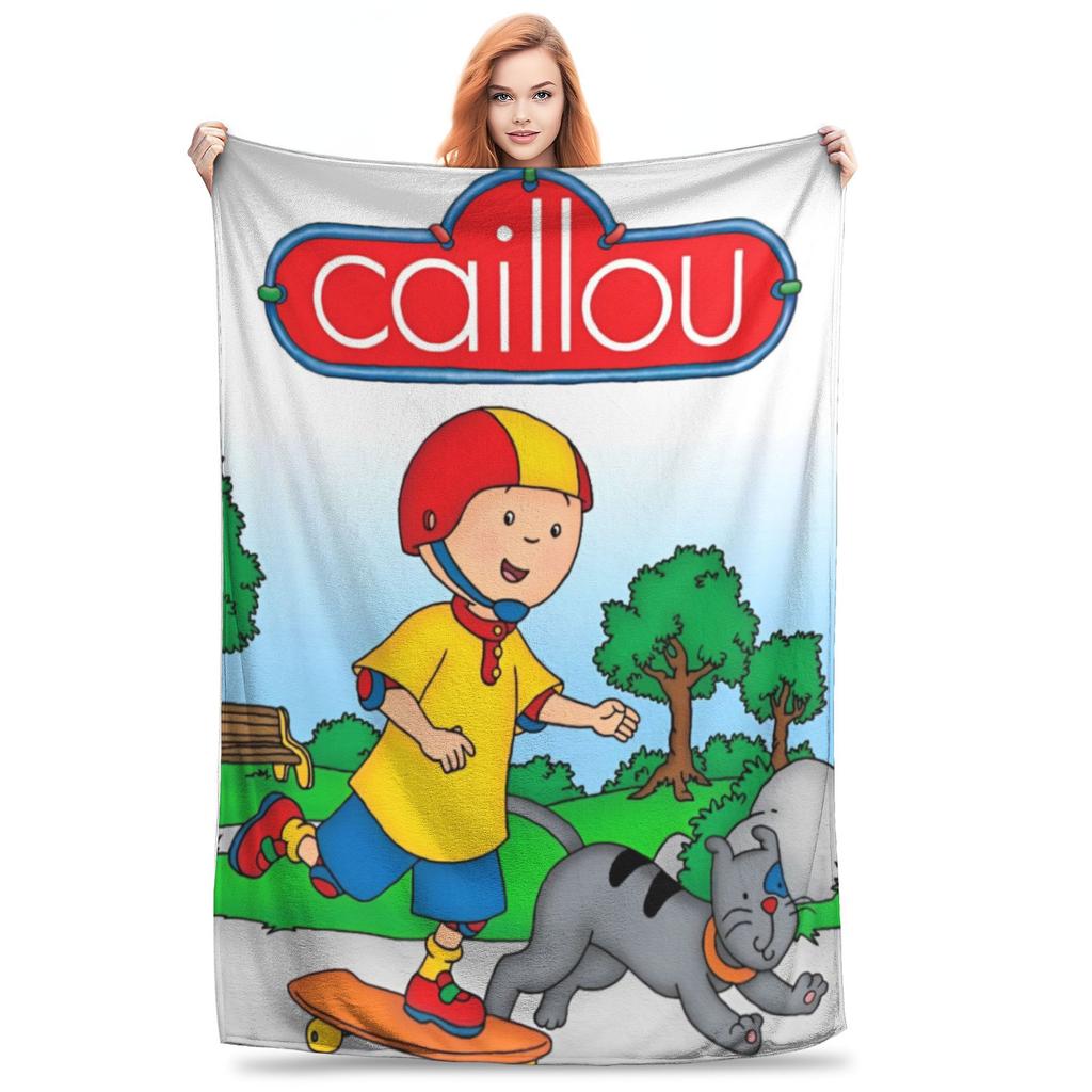 Caillou Animation Cartoon Knitted Blankets Coral Fleece Plush Anime Skateboard Lightweight Thin Throw Blanket Outdoor Bed Rug