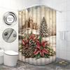1Pc Merry Christmas Printed Waterproof Shower Curtain Partition Privacy Hanging Curtain, With 12 Hooks, Easy To Install