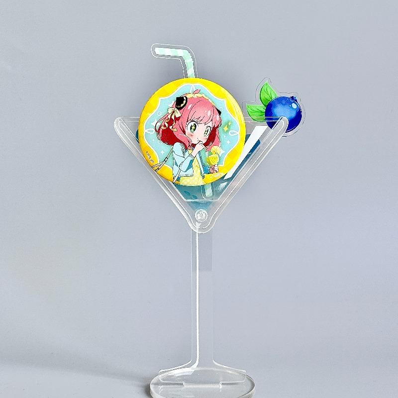 

Cocktail Acrylic Badge Holder Ornaments Round Badge Protective Case Fan Supplies 75mm 58mm Badges Pins Display Anime Decoration зелёный