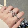 Flash Diamond Cross Diamond Zircon Ring Open Double Layer Exquisite Fashion Personality Niche Design High Sense Index Finger Ring