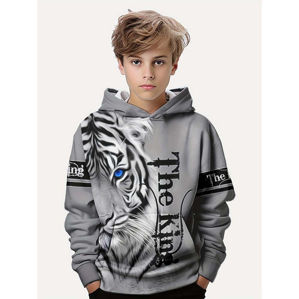 Kids Clothes Boys Hoodies Long Sleeve 3D Tigers Print Children Spring Fall Clothes Casual Outdoor Stylish Boy Girl Clothes Tops