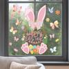 PVC Rabbit Basket Electrostatic Stickers Happy Easter Window Stickers  Ester Decorations