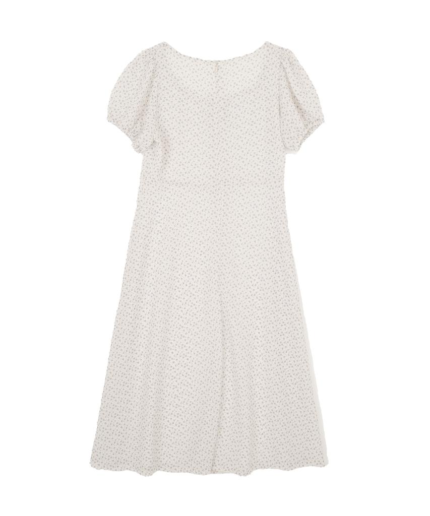 High School Disco Flower See-Through Ribbon Long Dress Ivory