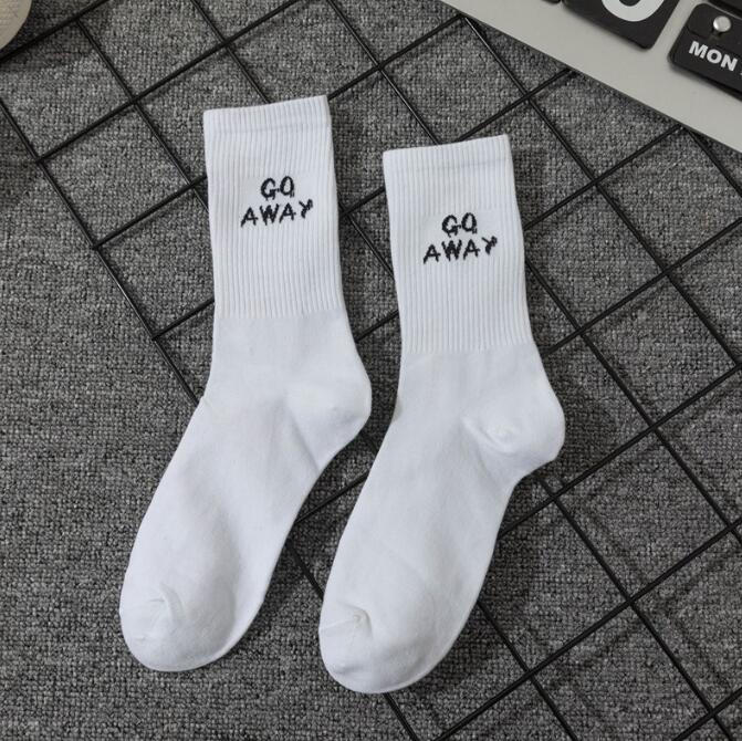 New Women Letter Jacquard Series White Cotton Socks Street Sports Hip Hop Fashion Men Unisex Crew College Style Socks