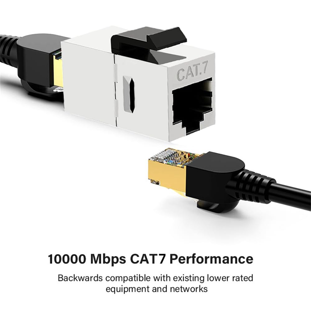 Cablecc 10 Gigabit UTP CAT7 Keystone RJ45 Female to Female 8P8C UTP STP Keystone Inline Coupler Coupler, Shielded,