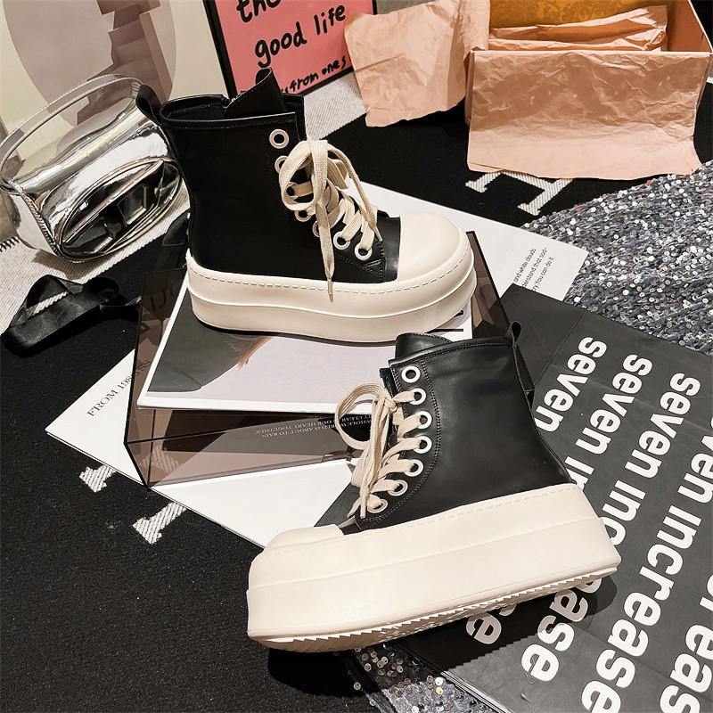 

Кеды Queen Fan на черной толстой подошве с высоким верхом, женские летние 2025, новые, универсальные, увеличивающие рост, с мягкой подошвой, повседневные, для скейтборда 40