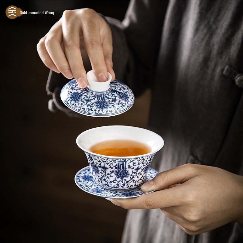 Dehua Blue and White Porcelain Gaiwan Tea Bowl