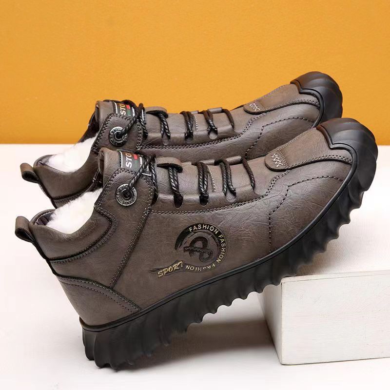 Новая мужская хлопковая обувь для сохранения тепла зимой утепленные хлопковые сноубутсы с высоким голенищем кроссовки ботинки Мартин бархатные повседневные туфли 44 2878₽