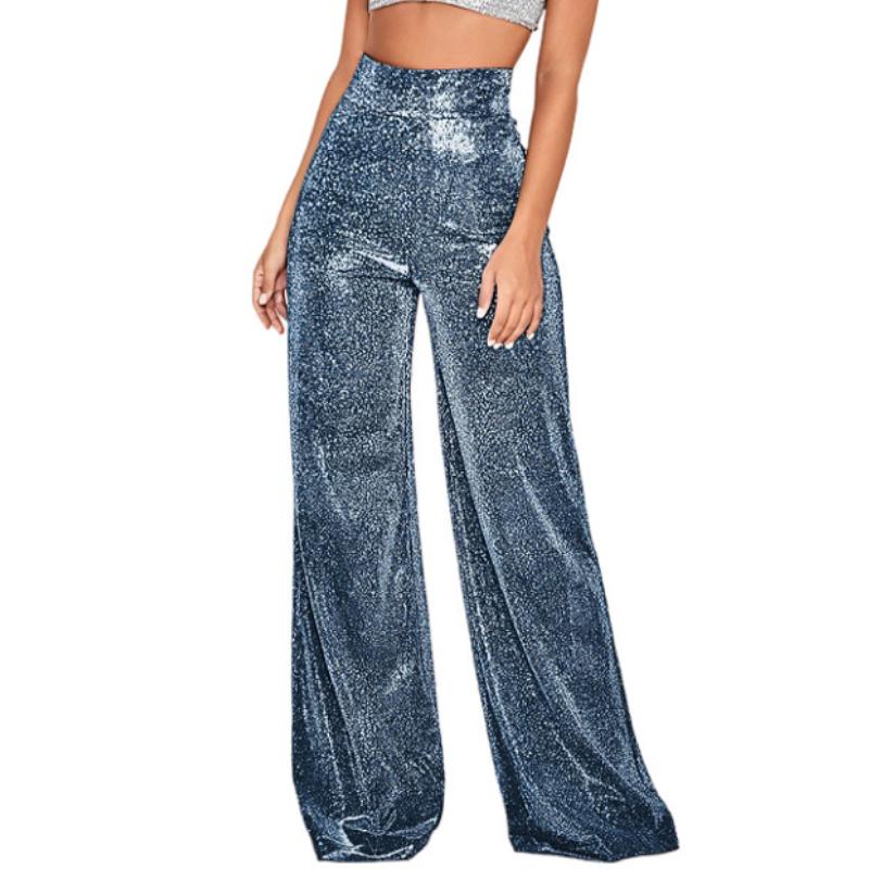 

Женские брюки GMXIA с серебряным напылением, широкие брюки, брюки с высокой посадкой, массивные брюки, женские повседневные брюки XL тёмно-синий