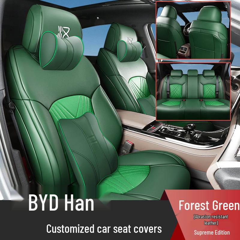 Durable Leather Seat Cover for BYD Han - Suitable for All Seasons, Fits Five Seats