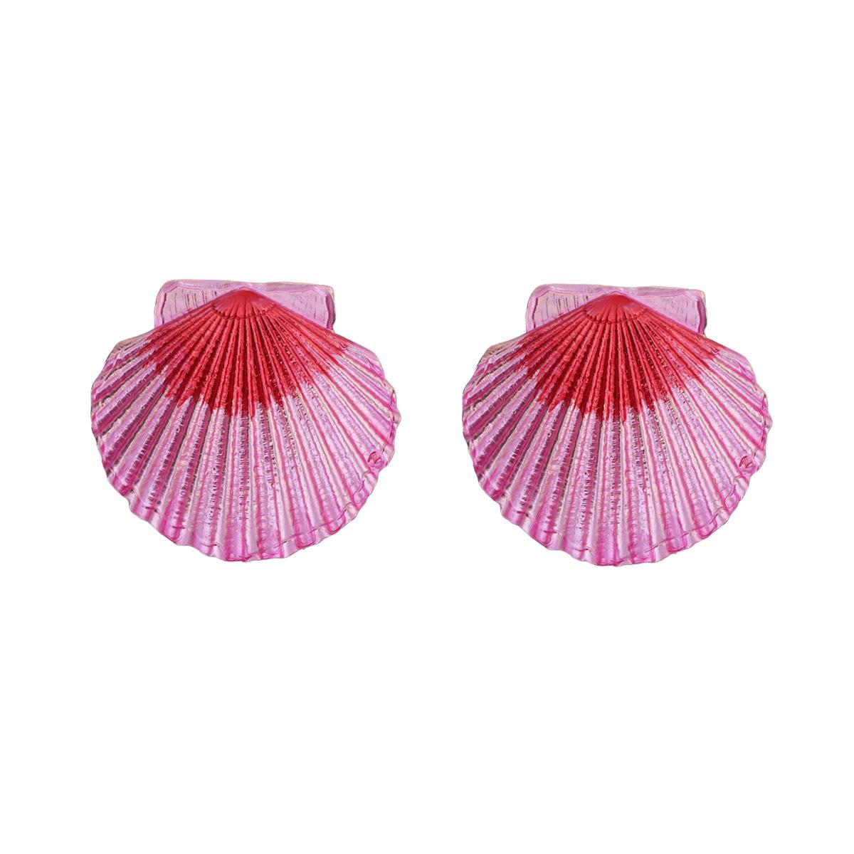 

Trendy Vacation Alloy Color Block Shell Stud Earrings Exaggerated Ins Style Minimalist Niche Ear Jewelry For Women Daily Wear розовый