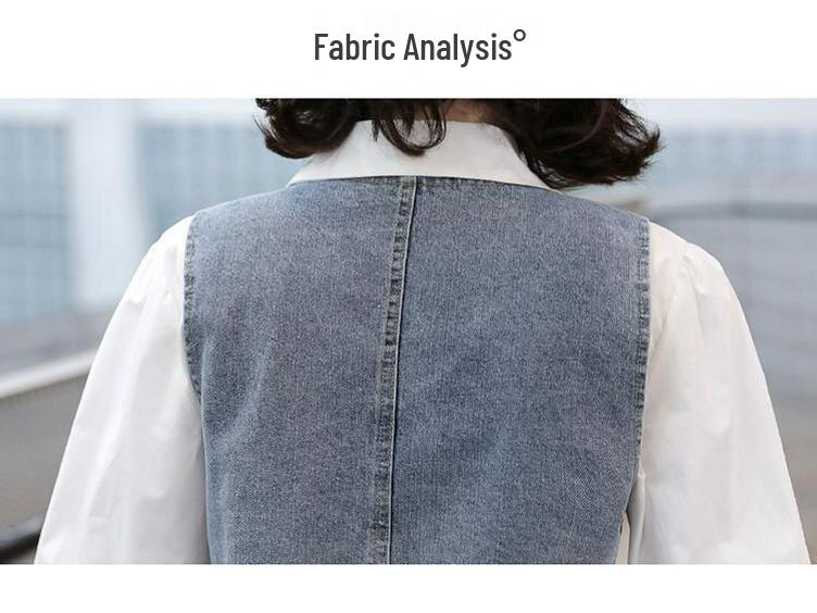 Elegant 2025 Spring/Summer Two-Piece Set: Solid Shirt + Denim Vest