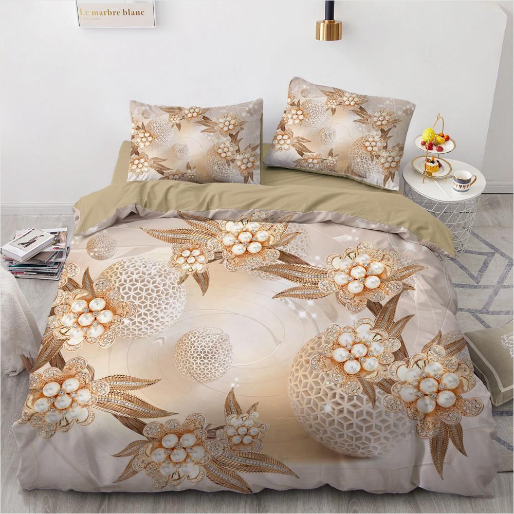 Golden Red Rose King Queen Duvet Cover Romantic Floral Bedding Set Valentine's Day Flowers Quilt Cover Polyester Comforter Cover