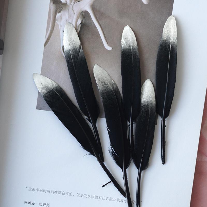 Silver Feather Diy Handmade Craft Decoration Material Shooting Background Props Spray Silver Feather Decoration Foreign Trade