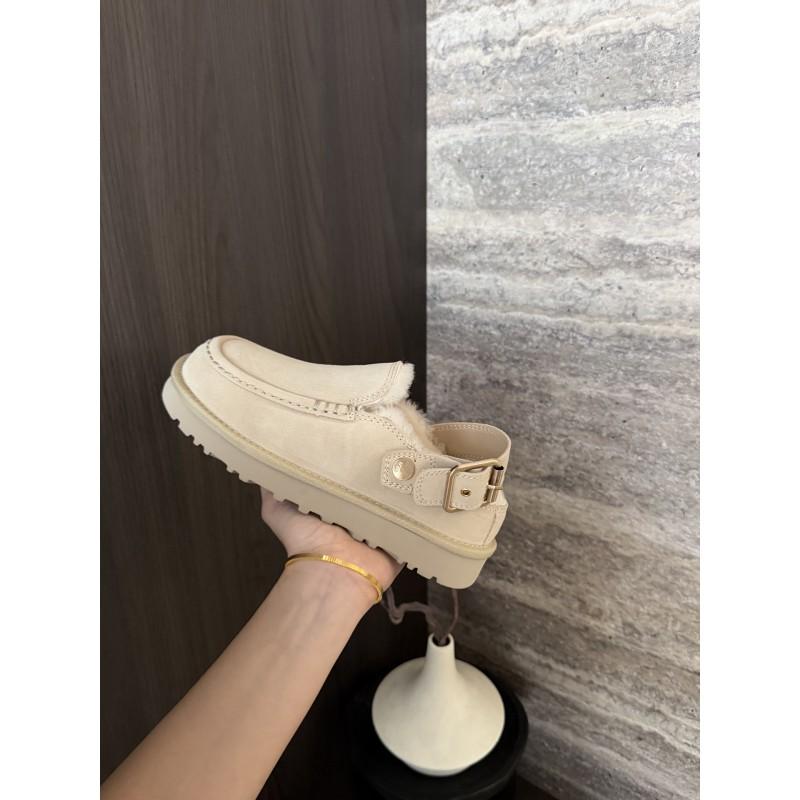 Womens Faux Fur Flat Slip-On Mule