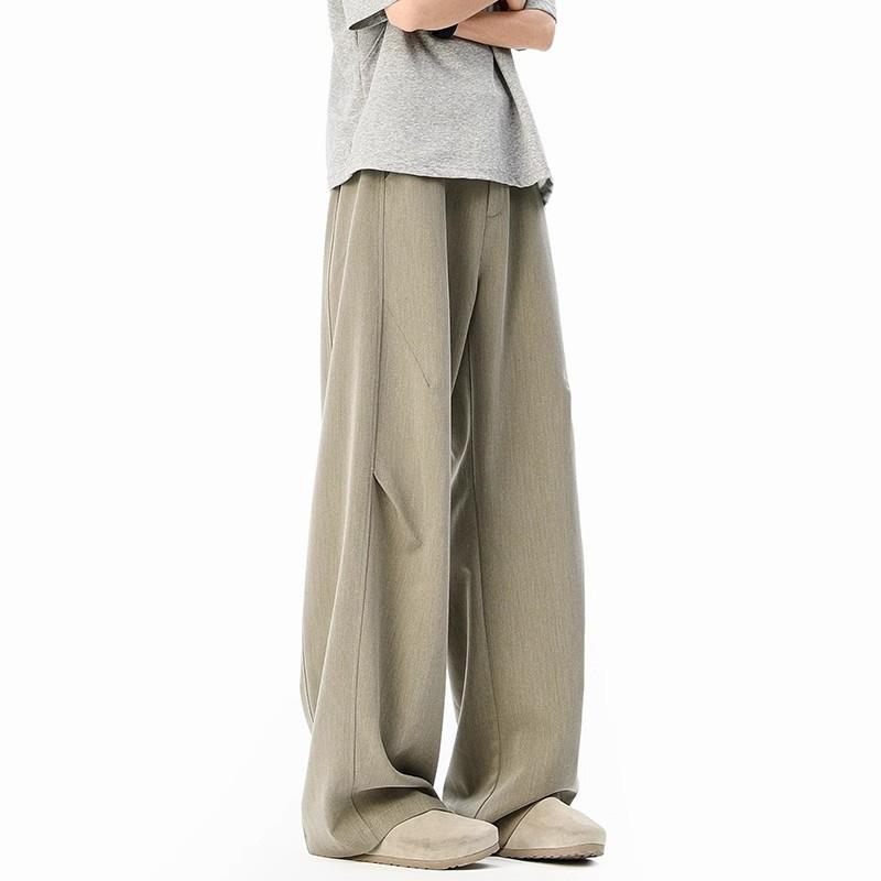 American pleated cleanfit trousers men's spring and autumn trendy brand loose straight wide-leg trousers drape casual scimitar trousers