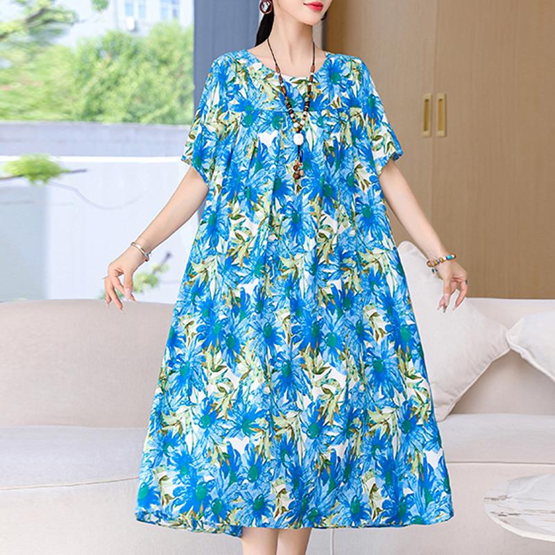 Letné oversize šaty Elegantné dámske dlhé šaty s krátkym rukávom Plus veľkosti
