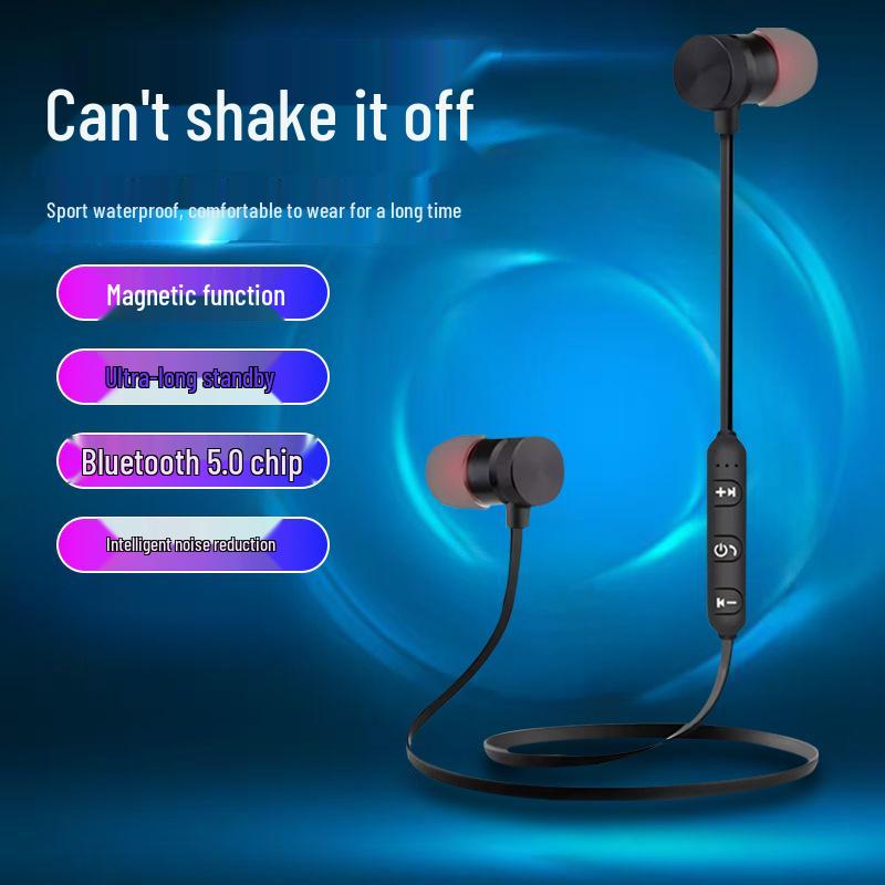 Bluetooth 5.0 Binaural Stereo Sports Earphones: Magnetic, Noise-Reducing, Long Standby for Running