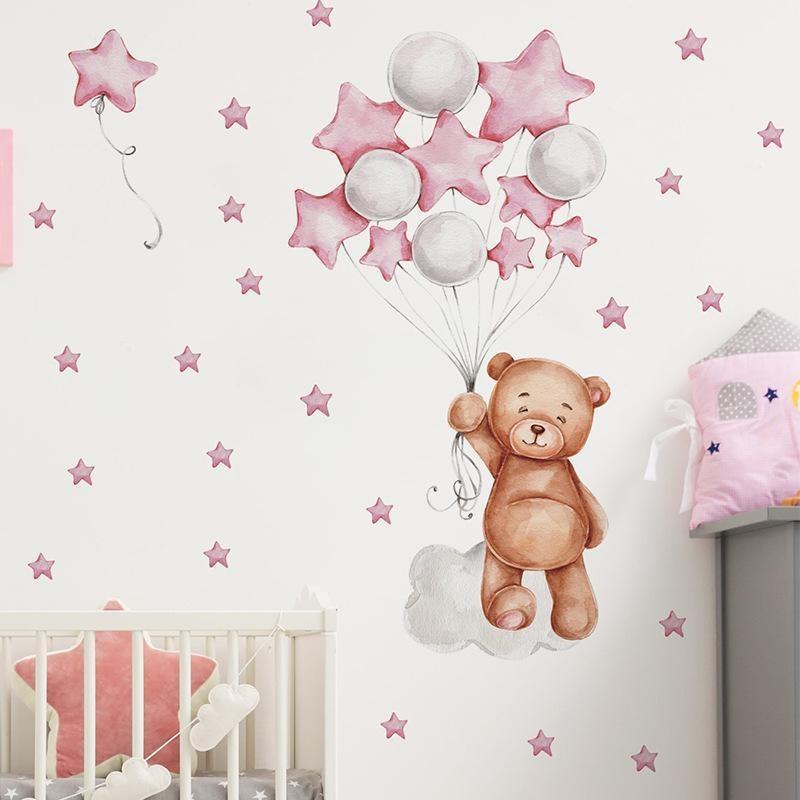 Cartoon Star Bear Moon Cloud Decoration Wall Decal Home Decoration Wall Decal Self Adhesive