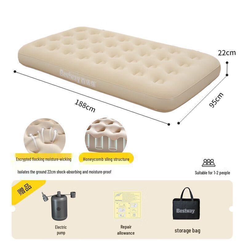 Bestway Automatische aufblasbare Matratze: Verdickt, Erhöht für Einzel-/Doppelbett, Ideal für Zuhause & Camping