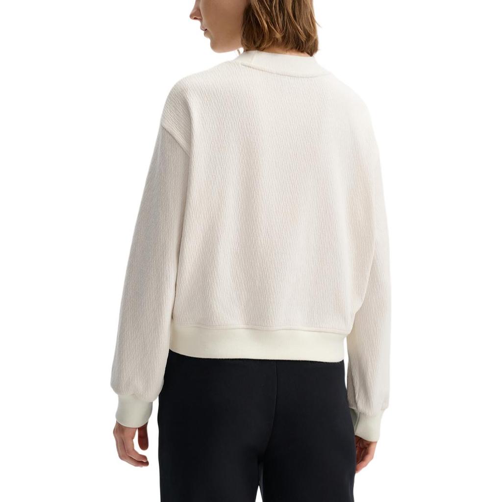 FILA White Series Casual Comfortable Knit Pullover Long Sleeve Sweatshirt Women sweatshirt Ice-White F11W513201F-IV