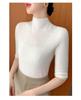 Women's Slim-Fit Knit Sweater: Half-High Neck, Mid-Sleeve, Versatile for Autumn & Winter.