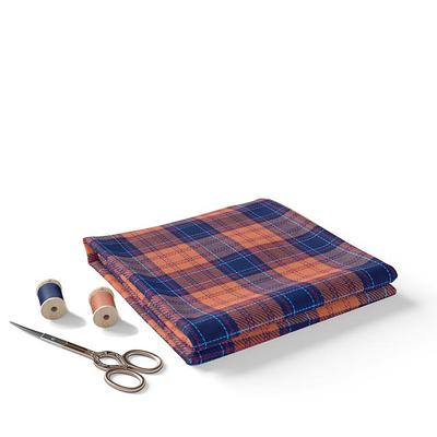 Prémiová nenastříhaná oranžová twill kostkovaná látka | 100% bavlna, barvená v přízi, 180 GSM