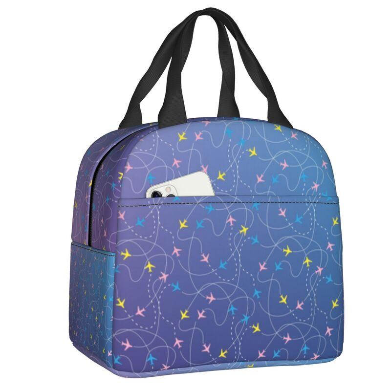 Aviation Arrival Departure Thermal Insulated Lunch Bag Aviator Airport Plane Portable Lunch Tote for Picnic Storage Food Box