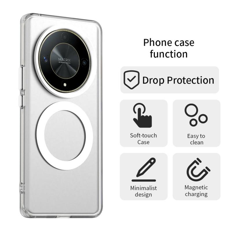 Pro Honor Magic 6 Lite Pouzdro Kryt Honor Magic 6 Lite Capa Zadní Průhledný Bezdrátové Nabíjení Kruhový Magnetický Matný Průhledný Fundas