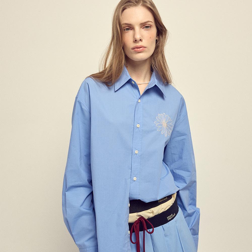 [mardimercredi] COTTON POPLIN SHIRT_BLUE CREAM