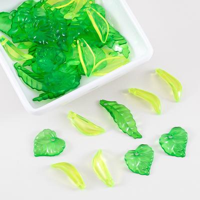 50pcs 100pcs Acrylic Green Leave Pendants Charms Plastic Flower Leaf Loose Beads DIY Earrings Wedding Hair Craft Jewelry Making