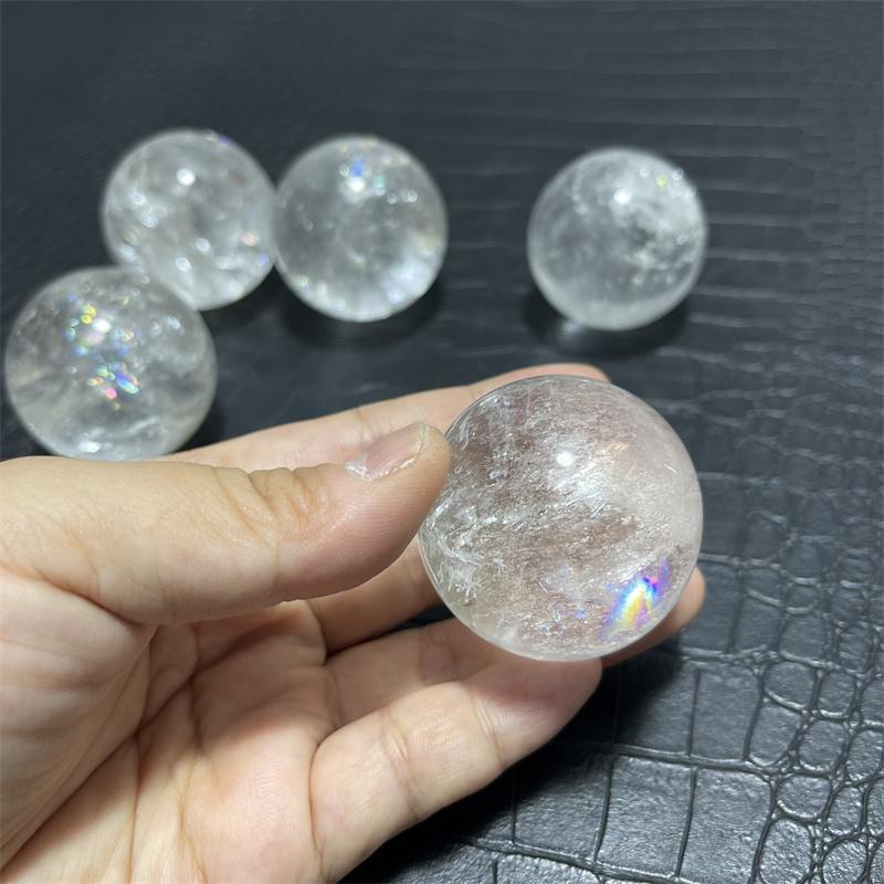 5pcs Clear Quartz Rainbow Healing Crystal Natural Gemstone Sphere Ball 43-45mm