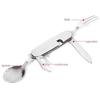 Multi-Functional Camping Cutlery Set Stainless Steel Folding Fork Spoon Knife Opener Detachable Tableware Travel Picnic Utensils