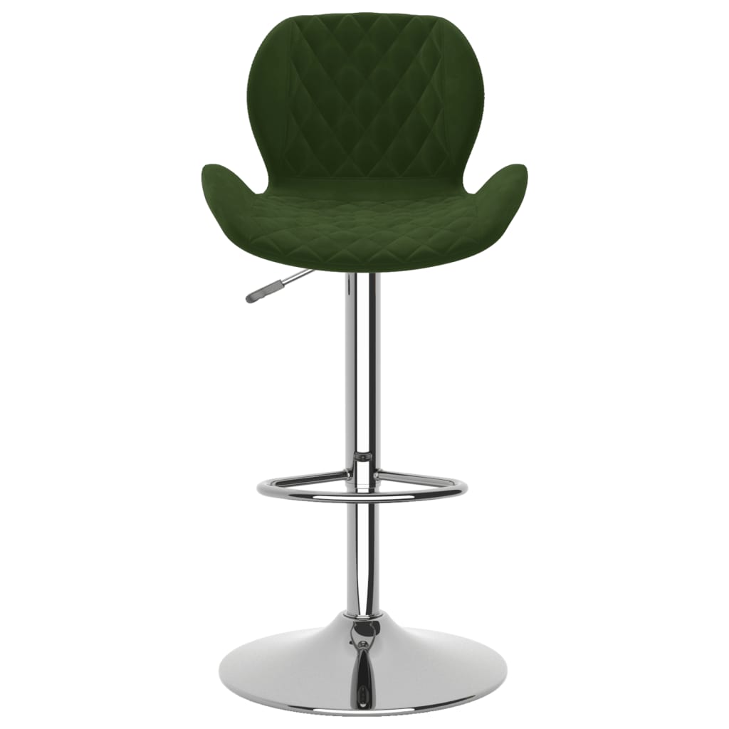 Bar Stool Set of 2 Dark Green Velvet