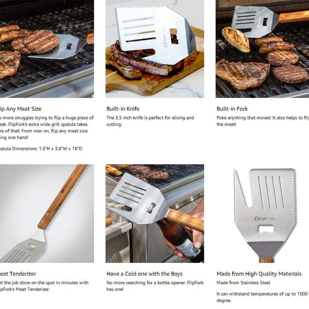 5-in-1 Grillspatel mit Messer, Gabel, Flaschenöffner und Wender, BBQ-Werkzeuge. Ein Grillzubehör-Set für Outdoor-Grills. 18 Zoll BBQ-Schaufel