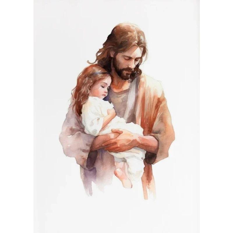 Christian Jesus with Sheep and Virgin Mary Poster Canvas Painting Print Catholic Wall Art with Bible Verse for Farmhouse Home D