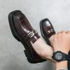 Men's Penny Loafer White Dress Shoes Wedding Thick Sole Height Increase Casual Brown Leather Prom Party Disco Shoes Plus Size