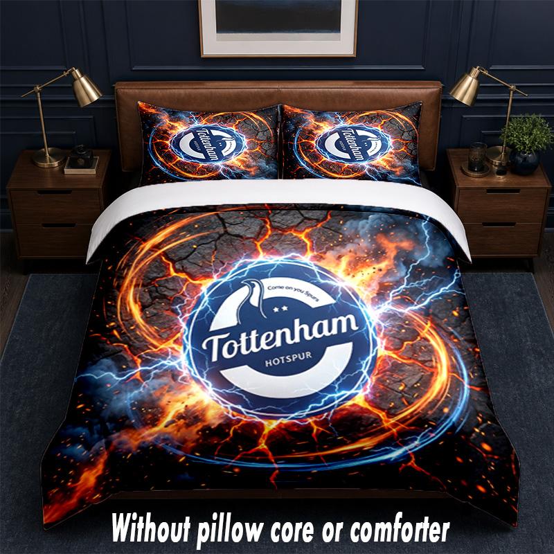 Tottenham Hotspur Design Bett Bettwäsche Set 1 Bettbezug + 2 Kissenbezüge Weich Atmungsaktiv Haushalt Bettwäsche