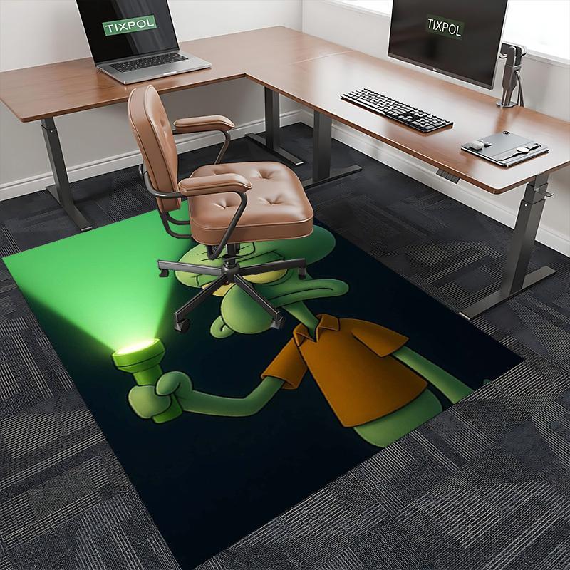 1pc Squidward Flashlight Chair Mat - Anime Cartoon Design, Non-Slip Carpet for Office and Home Decor, Suitable for All Seasons.A006