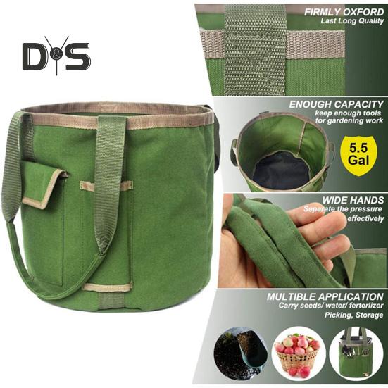 Garden Tools Bucket Bag Multiple Pockets 7.9 Gallons Large Capacity Waterproof Durable Canvas Gardening Organizer Tote