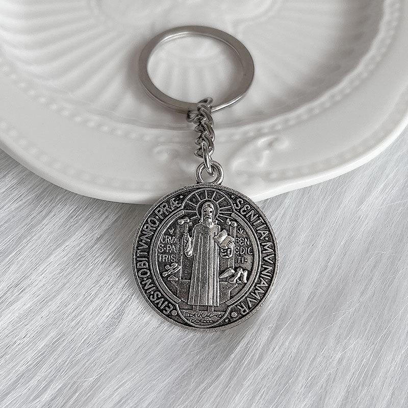Retro Double-Sided Pendant Keychain - Versatile Alloy Charm for DIY Jewelry