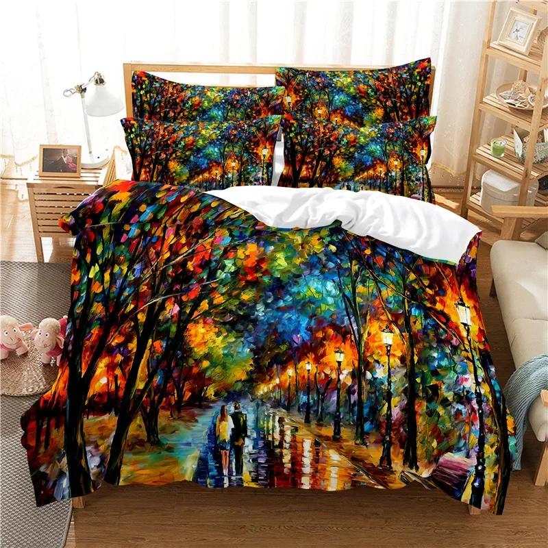 Comforter Abstract Painting Home High Quality Super Soft Comfortable Cotton Bedding Set Eu Double Size Bedclothes Dropship