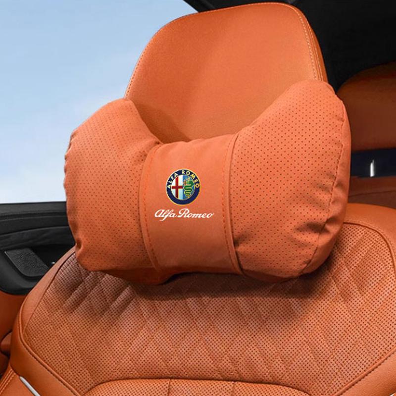 High-end Leather Car Seat Headrest Memory Foam Comfort Neck Pillow For Alfa Romeo 4C 159 166 Spider Giulia Giulietta 156 147 GT