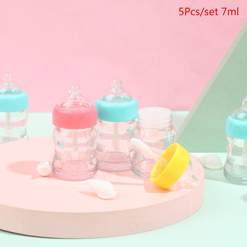 5Pcs Empty Lip Gloss Tube Containers Clear Refillable Lip Balm Pacifier Bottles