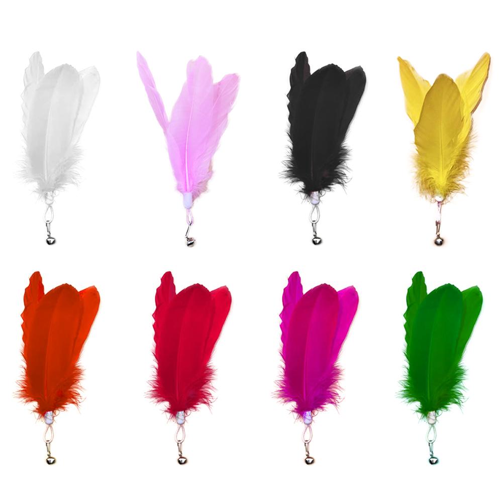 Wide Large Feather Pendant with Bell DIY Replace Cat Teaser Stick Replacement Pendant Pet Toy Accessories