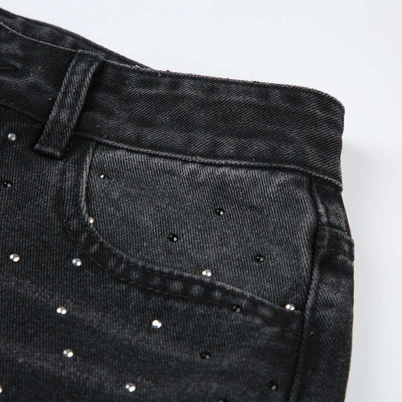 Women's Retro Personality Hot Drill Do Old Loose Wide Leg Low Waist Jeans Spring and Summer New Drape Casual Trousers