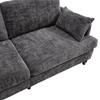 Modern two-seater Chenille sofa, wooden legs, LED lights, USB charger and storage bag