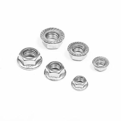 304/201 Stainless Steel Serrated Flange Nut with Washer, Anti-Slip Hex Nut, Sizes M6/M8/M10
