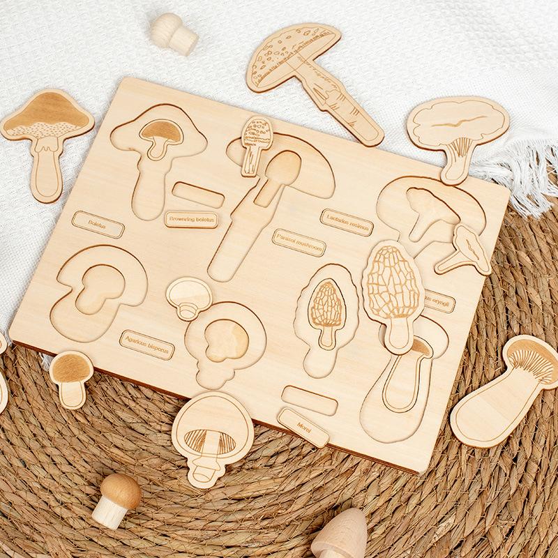 Монтессори Динозавр Гриб Деревянные Пазлы Игрушка Жизненный Цикл Цикл Роста Растений — фото 3