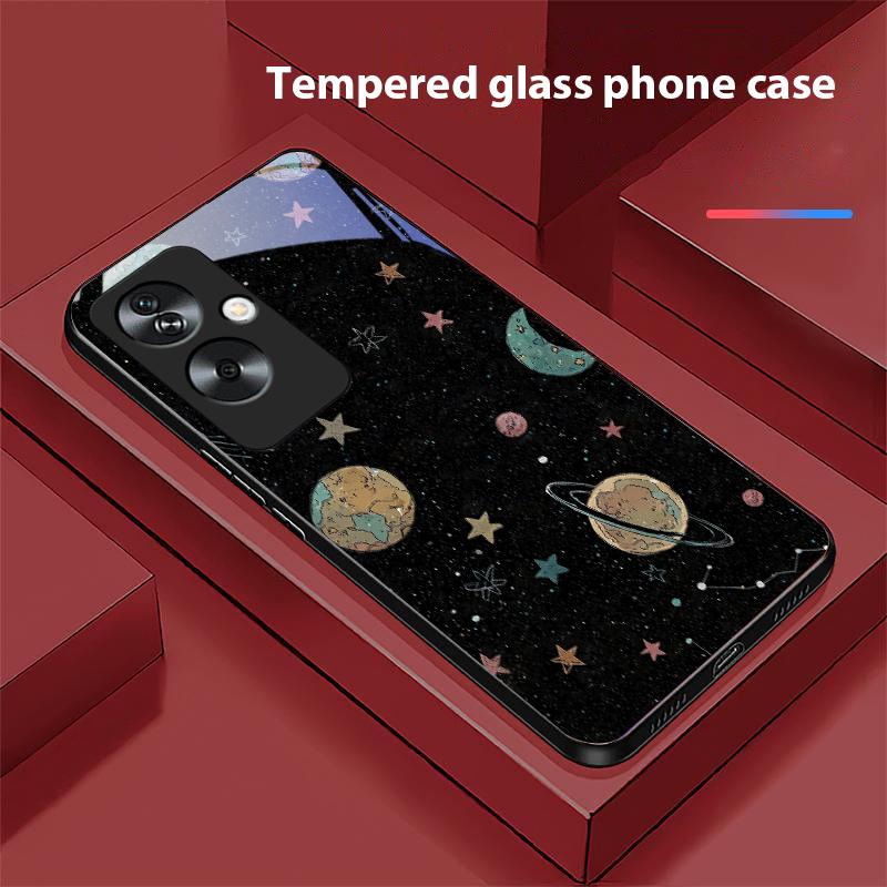 Astronaut Planet For Oppo A79 5G 58 78 74 60 4G Reno 11F Realme GT 6 11 Note 50 10 C55 X2 Tempered Glass Black Phone Case